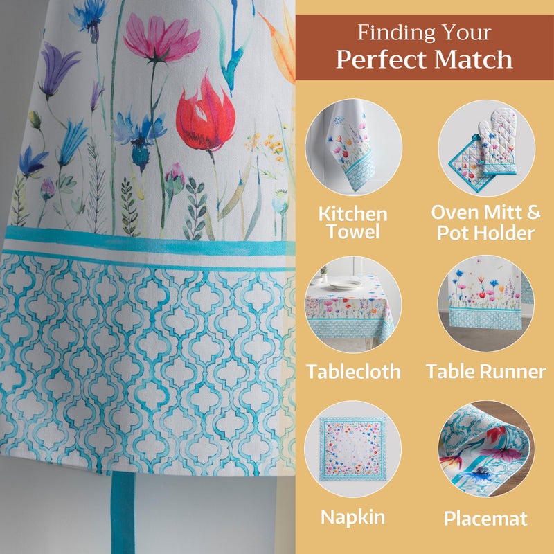 Maison d' Hermine Apron for women with Pocket 100% Cotton 27.50"x31.50" 1 Piece Adjustable Neck Strap & long ties Apron Men, Chef, Wedding, Cooking, Gardening Spring/Summer (Flower In The Field) - Image 5